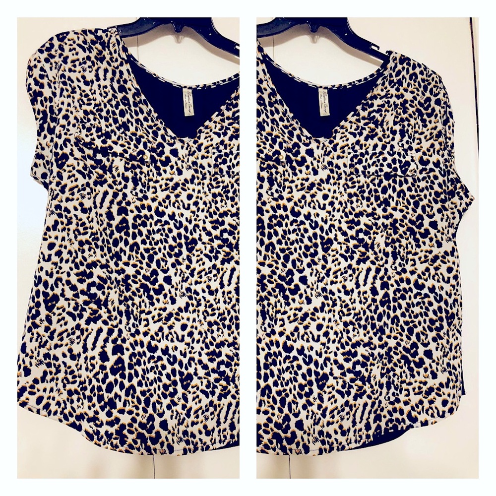 Leopard Print Casual Shirt with front simi-pocket